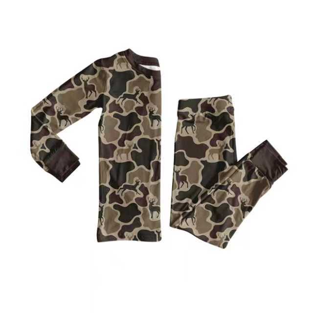 20 MOQ Preorder Kids Boys Sibling Bamboo Camo Pajama Set and Romper