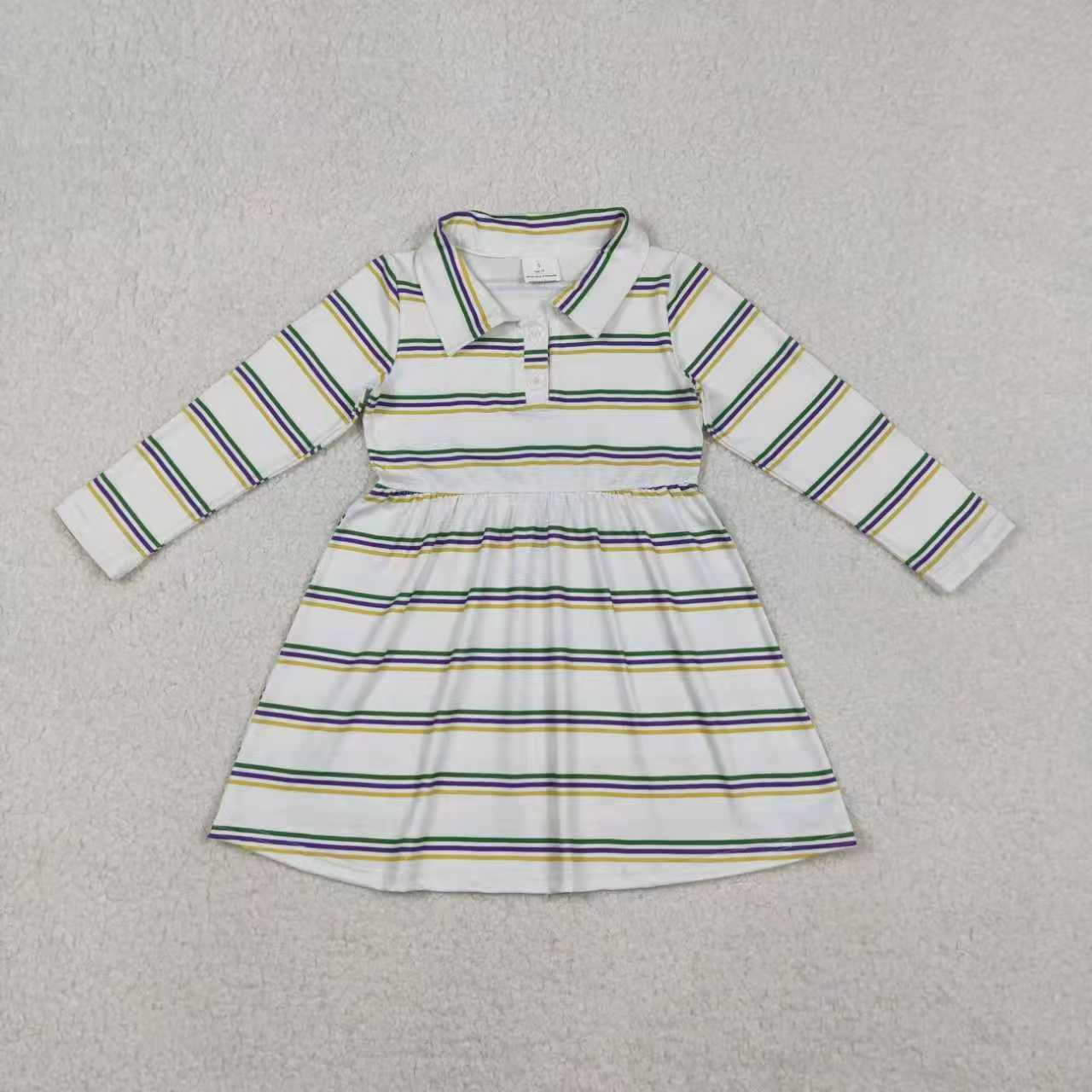 Sibling Baby Boys Girls Mardi Gars Striped Dress and Shirt Top Preorder