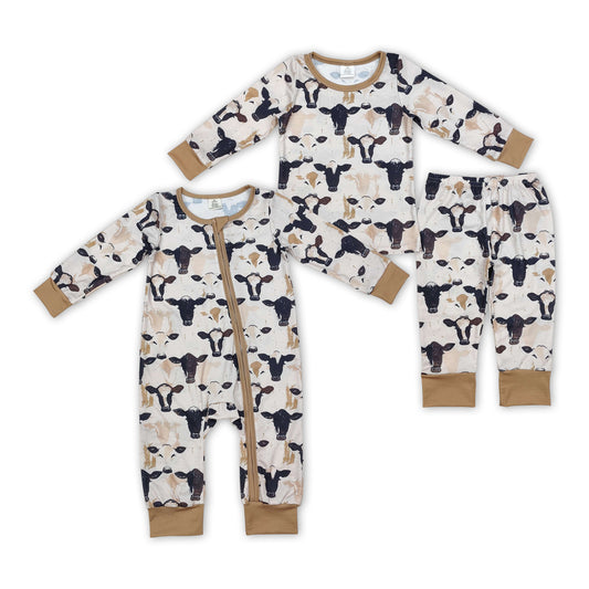 Baby Boys Brother Cow Bamboo Pajama and Romper