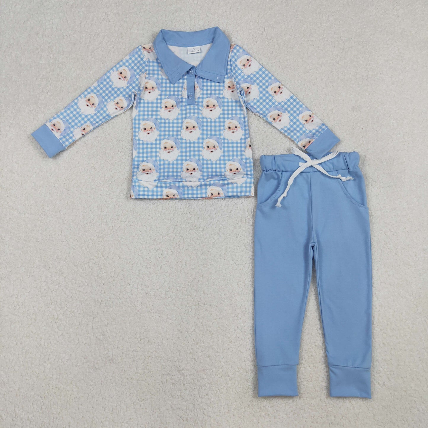 Kids Girls Christmas Santa Blue pants Outfit