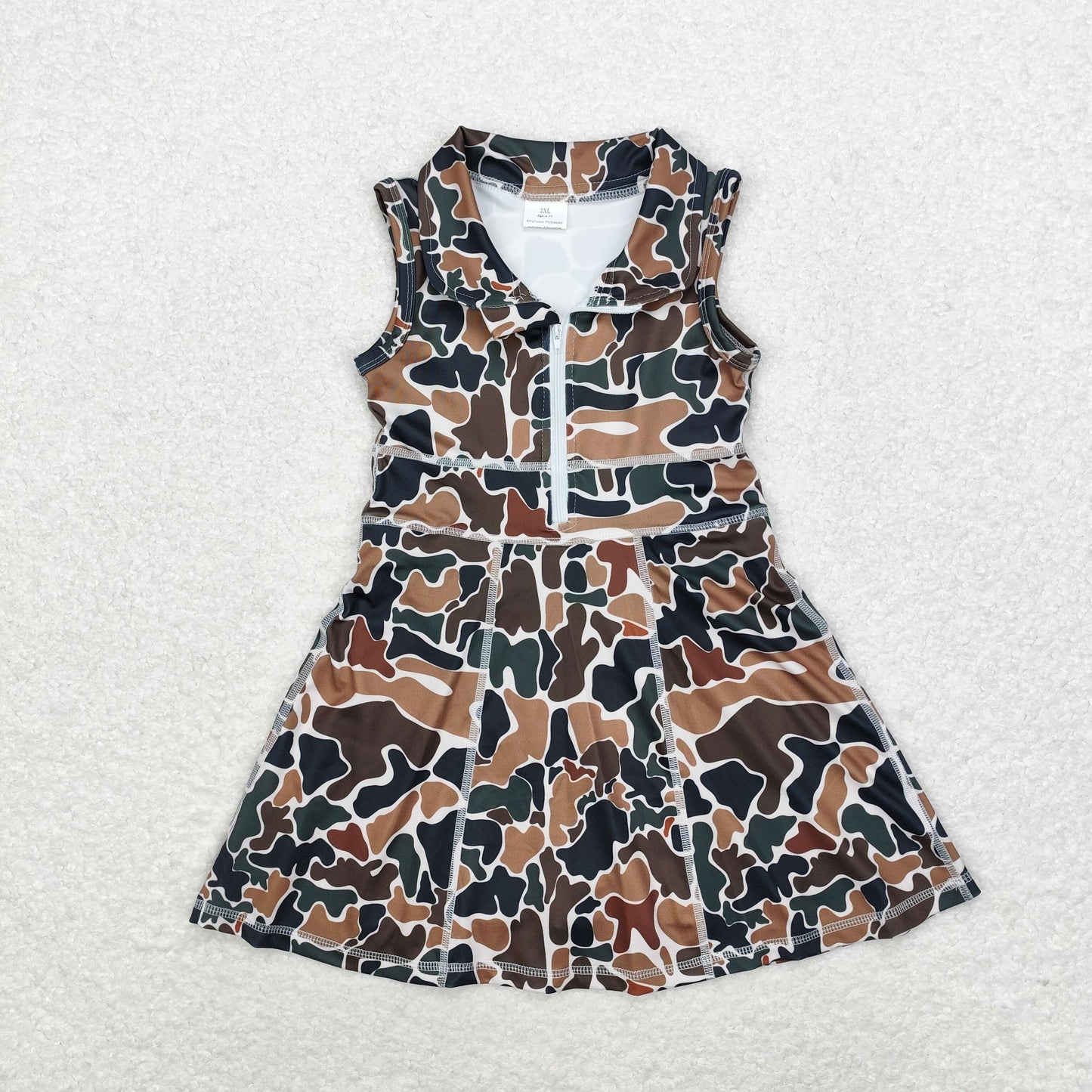 Baby Girls Brown Camo Sport Active Dress With Zipper