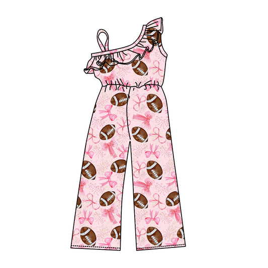 3 MOQ Baby Girls  Football Pink Bow Jumpsuit Pre-order