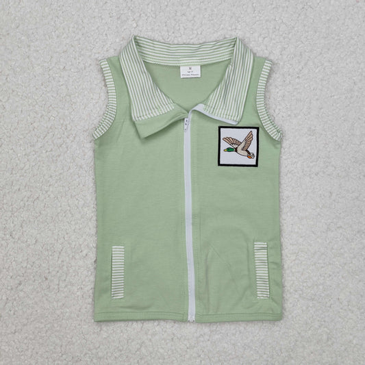 Baby Kids Green Duck Zip Pocket Vest Tops preorder