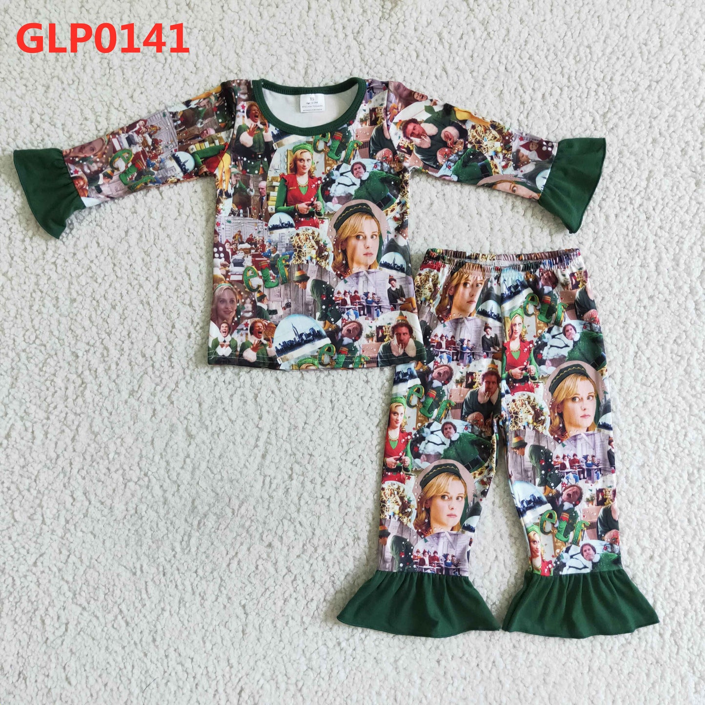 Baby Sibling Christmas Long Sleeve Green Pajama Set