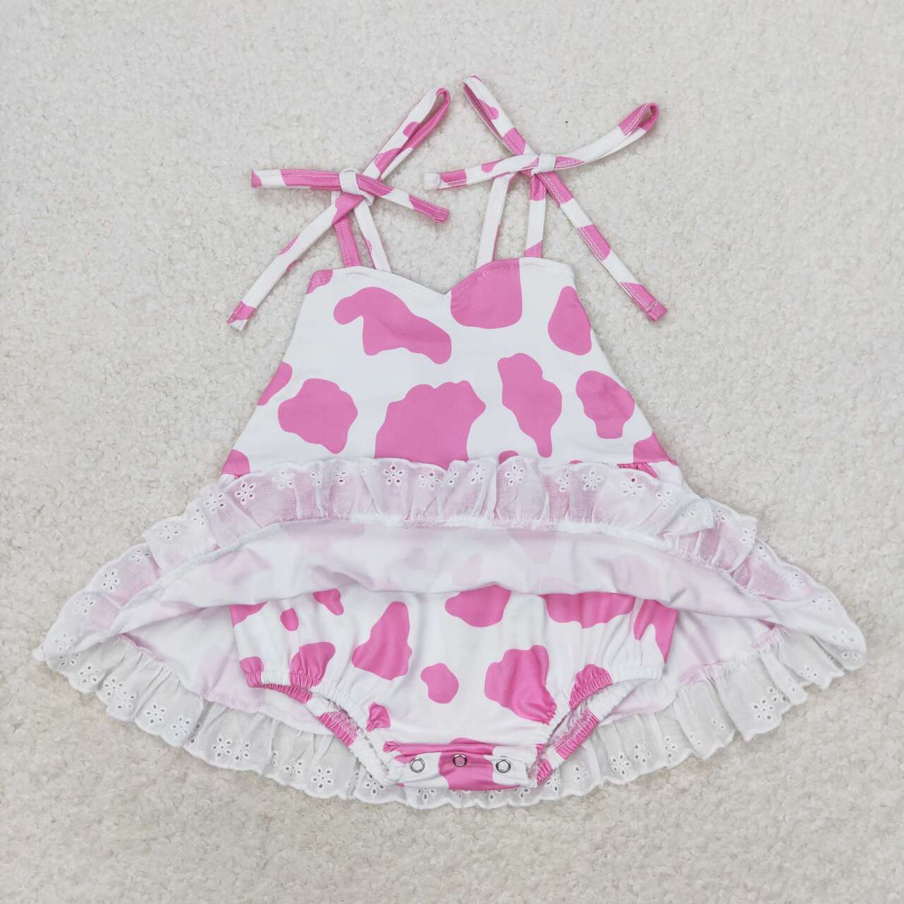 Infant Baby Girls Pink Lepard Strap Romper