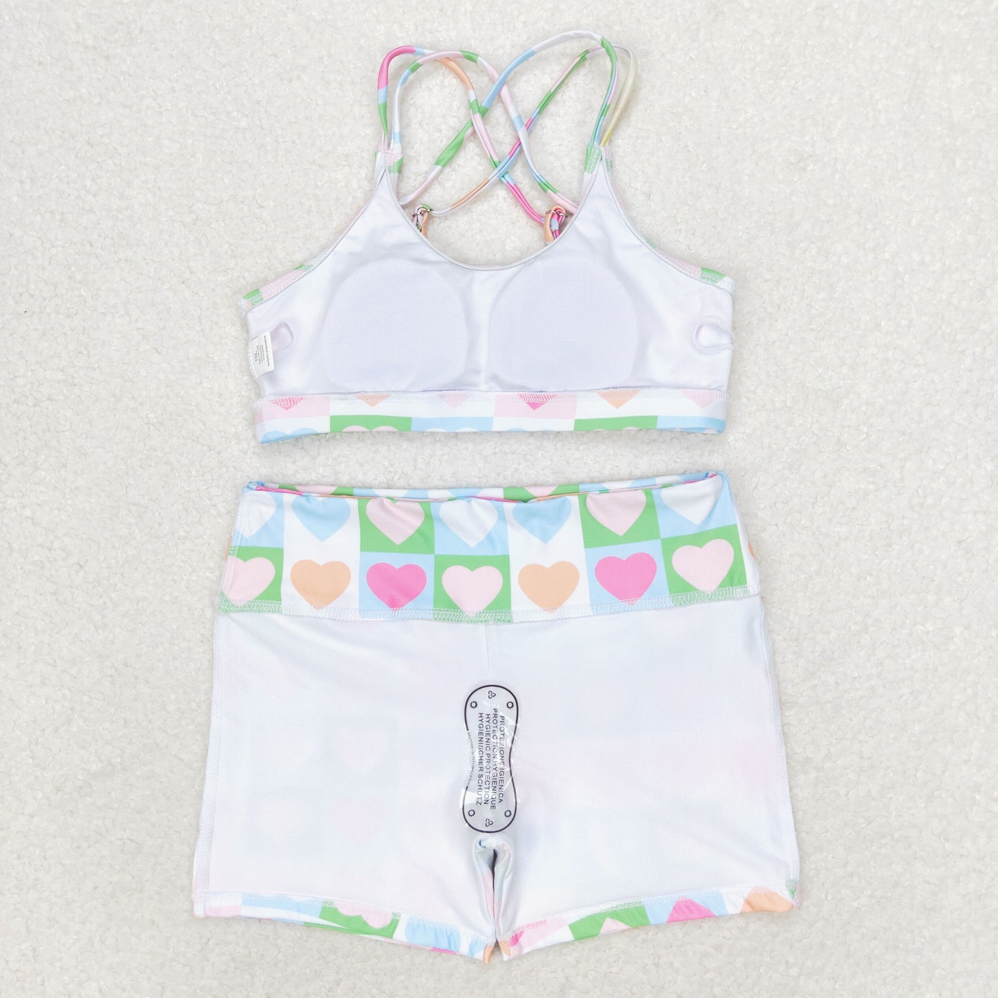 Baby Girls Pink Hearts Top Shorts Swimsuits