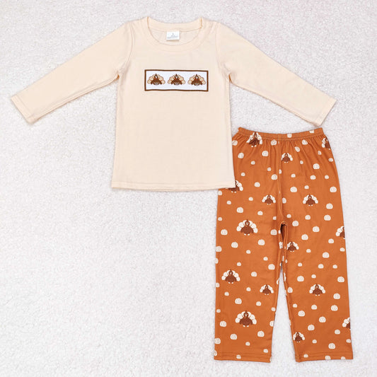 BLP0542 Baby  Boys Turkey Top Brown Pants Set