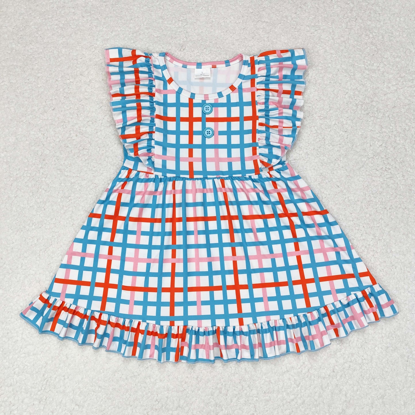 GSD1331 Baby Girls Short Sleeve Gingham Dress