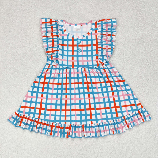 GSD1331 Baby Girls Short Sleeve Gingham Dress