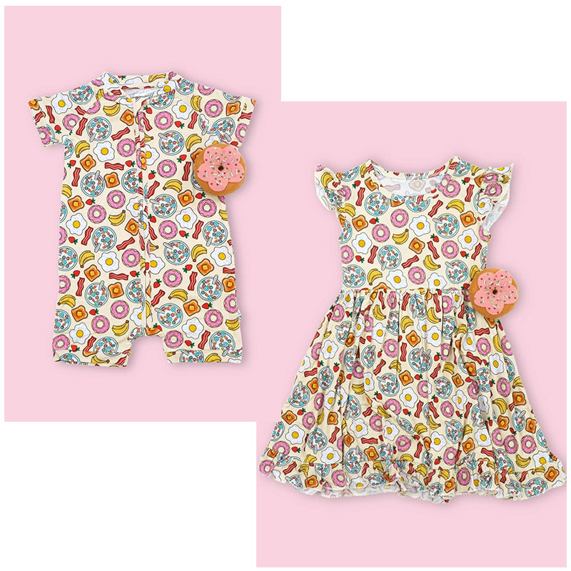 Sibling Baby Sister Cute Food Dress and Romper