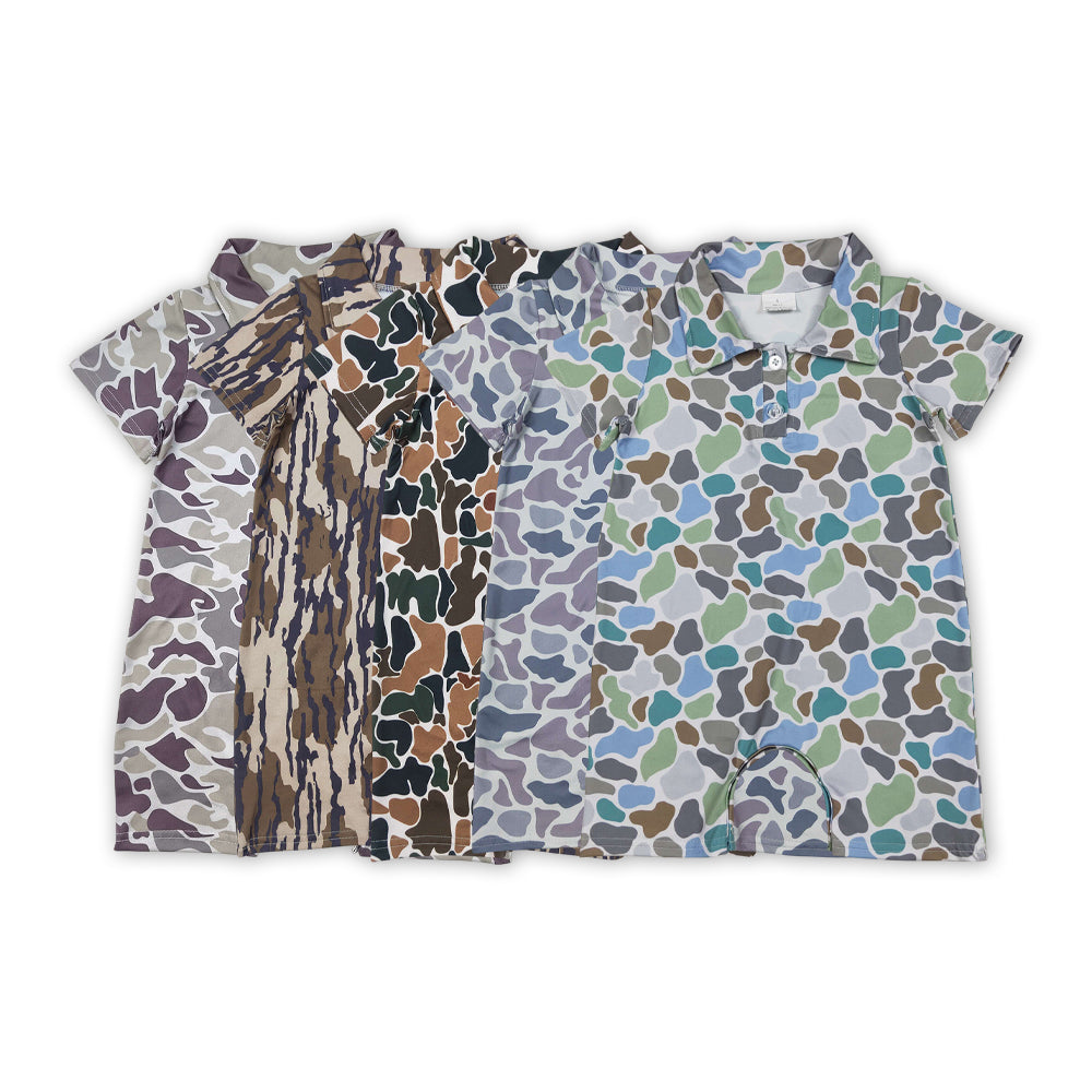 Sibling Baby Boys Camo Short Sleeve Polo Shirt Romper