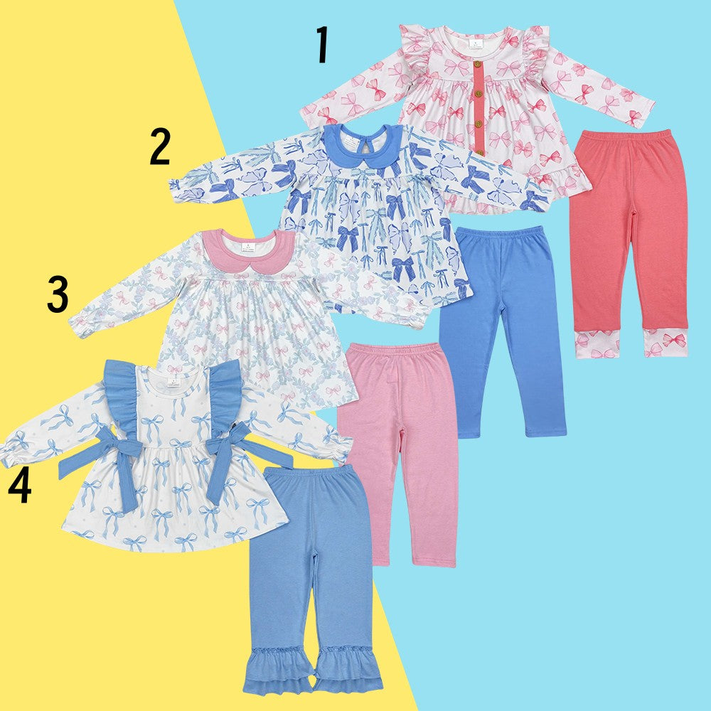 Toddler Girls Sibling Coquette Bows Tunic Top With Leggings Two Pieces Outfit