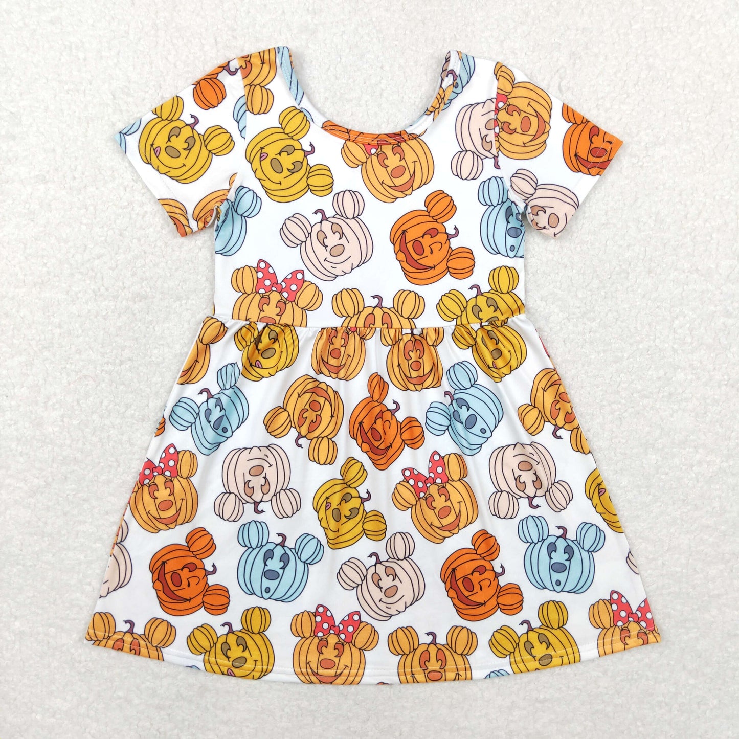 Baby Girls Halloween Pumpkin Short Sleeve Dress