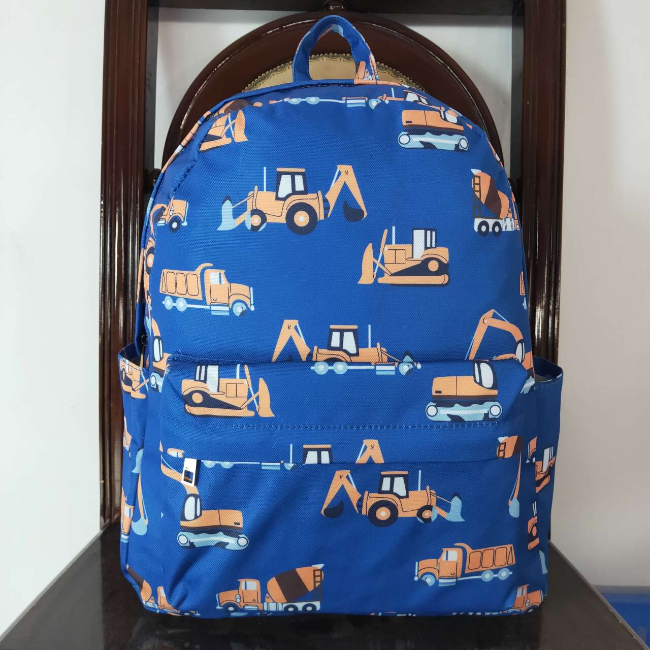 Kids Boys Backpack Excavator Bulldozer Print School Bag