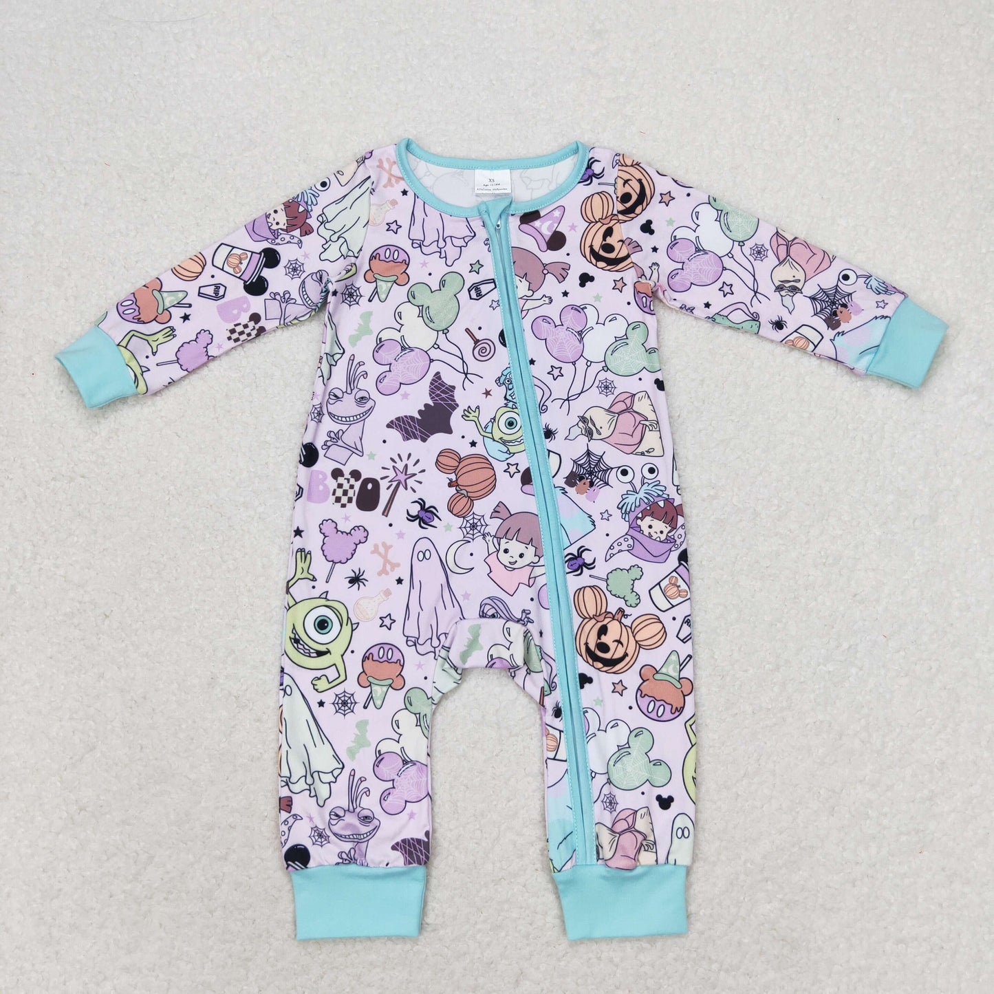 LR0969 Baby Girls Cartoon Monster Long Sleeve Romper