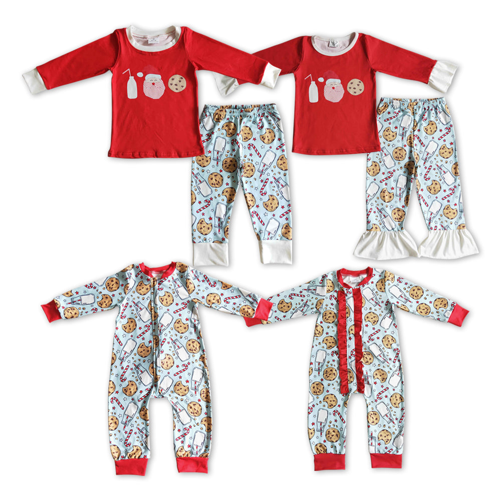 Baby Sibling Christmas  Milk Santa Cookie Outfit and Romper