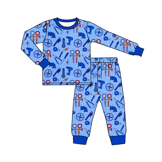 Long sleeves blue tools kids boys pajamas Deadline :17 th 21