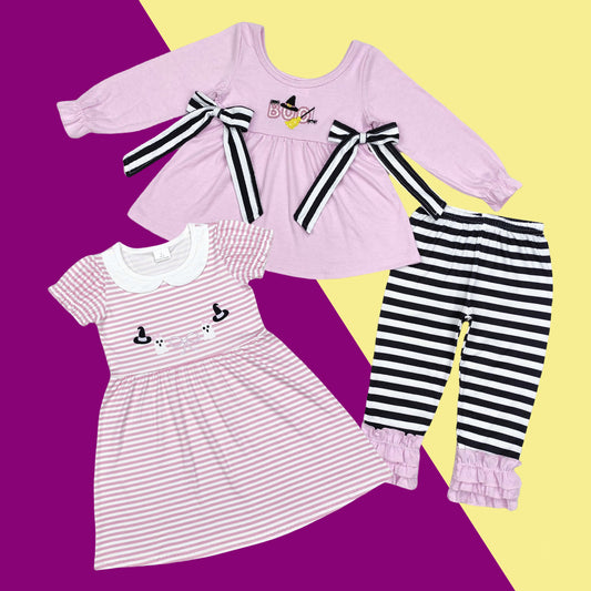 Sibling Toddler Girls Sister Boo Tunic Top Set and Dress