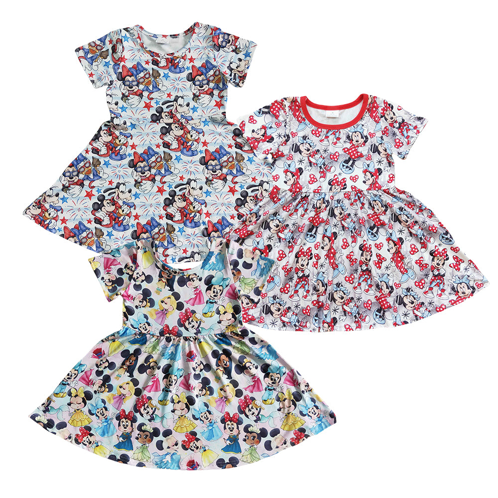 Baby Girls Summer Cartoon Mouse Short Sleeve Dress