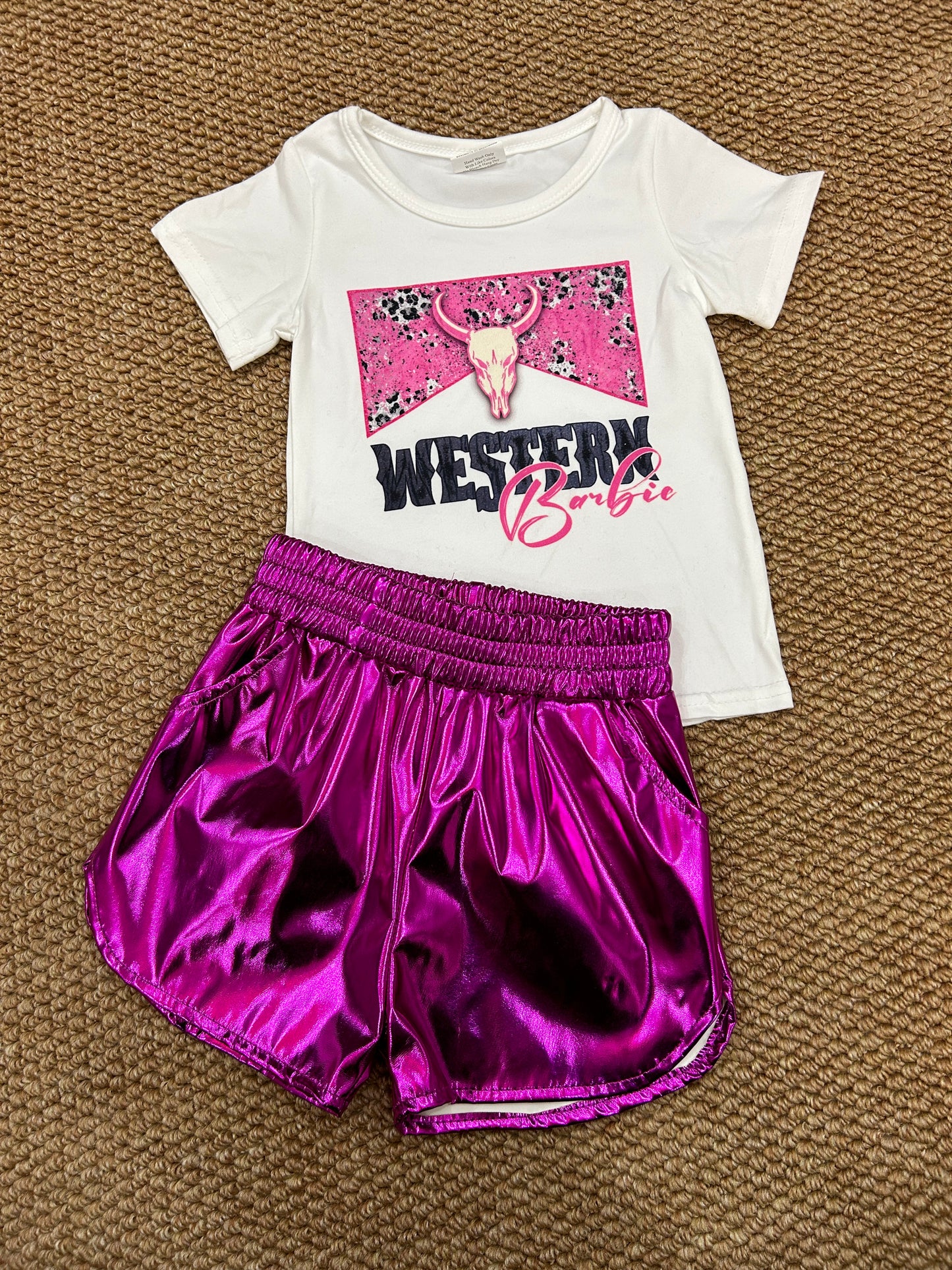 Baby Girls Western Top Leather Shorts Set
