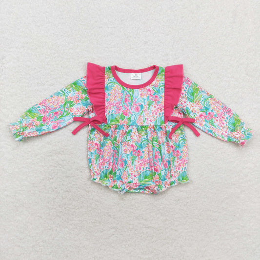 Baby Girls Colorful Tropical Print Long Sleeve Romper