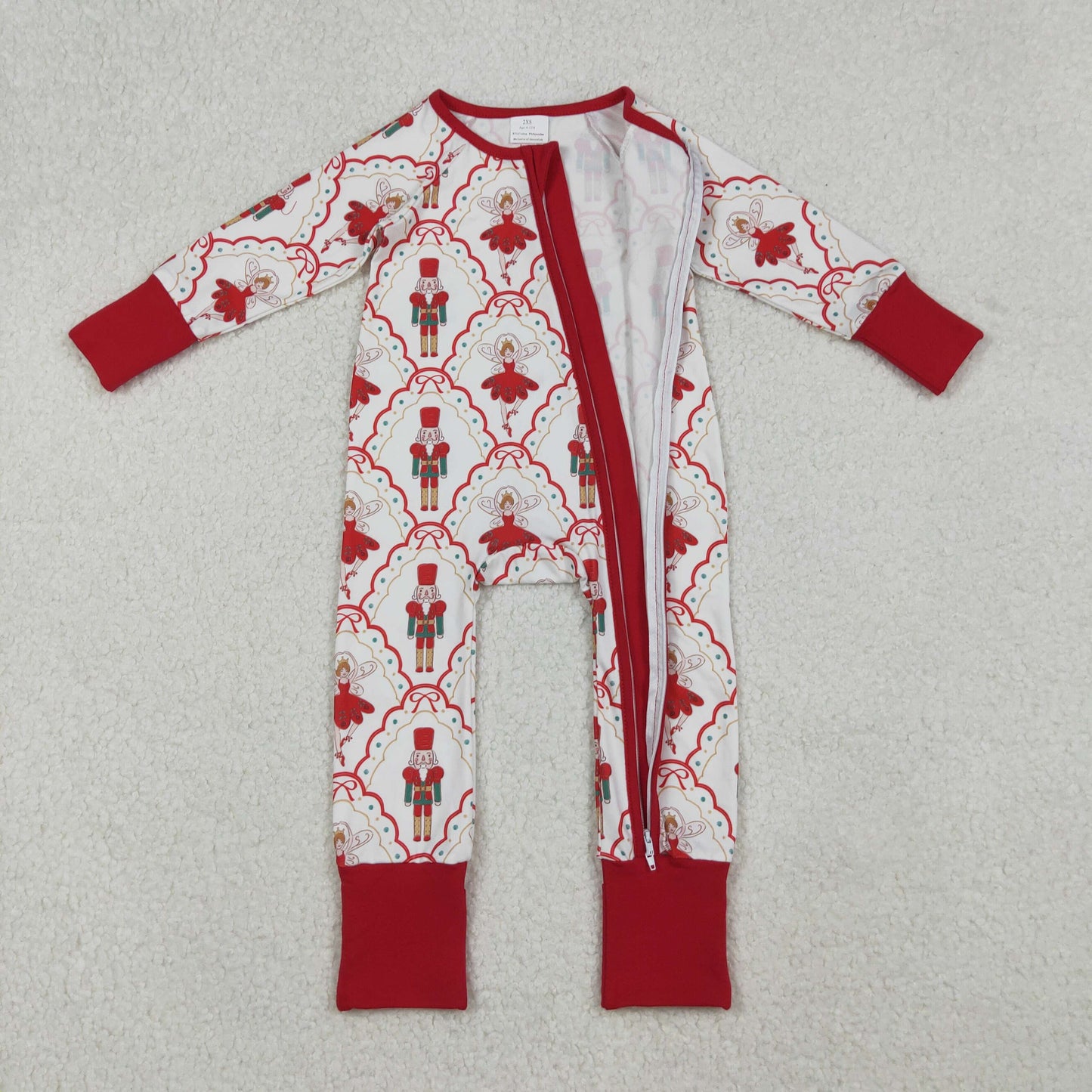 Baby Girls Christmas Nutcracker Long Sleeve Zipper Romper