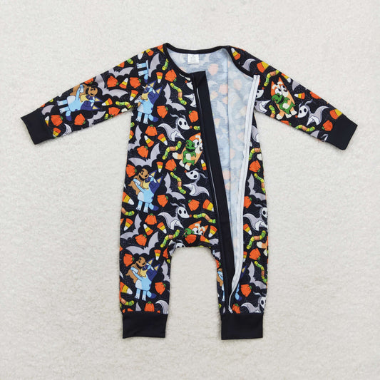 Baby Boys Halloween Cancy Corn Cartoon Bamboo Zip Romper