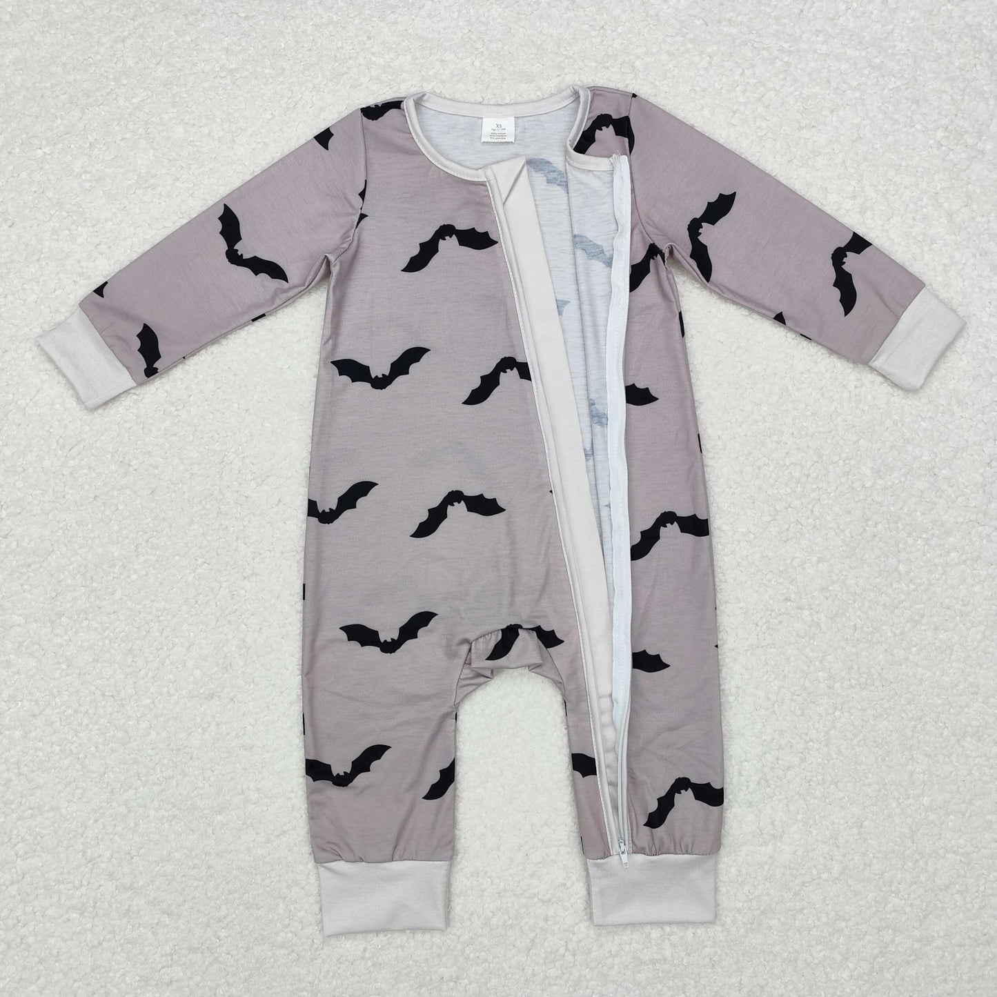 Baby Boys Halloween Bat Long Sleeve Zipper Romper