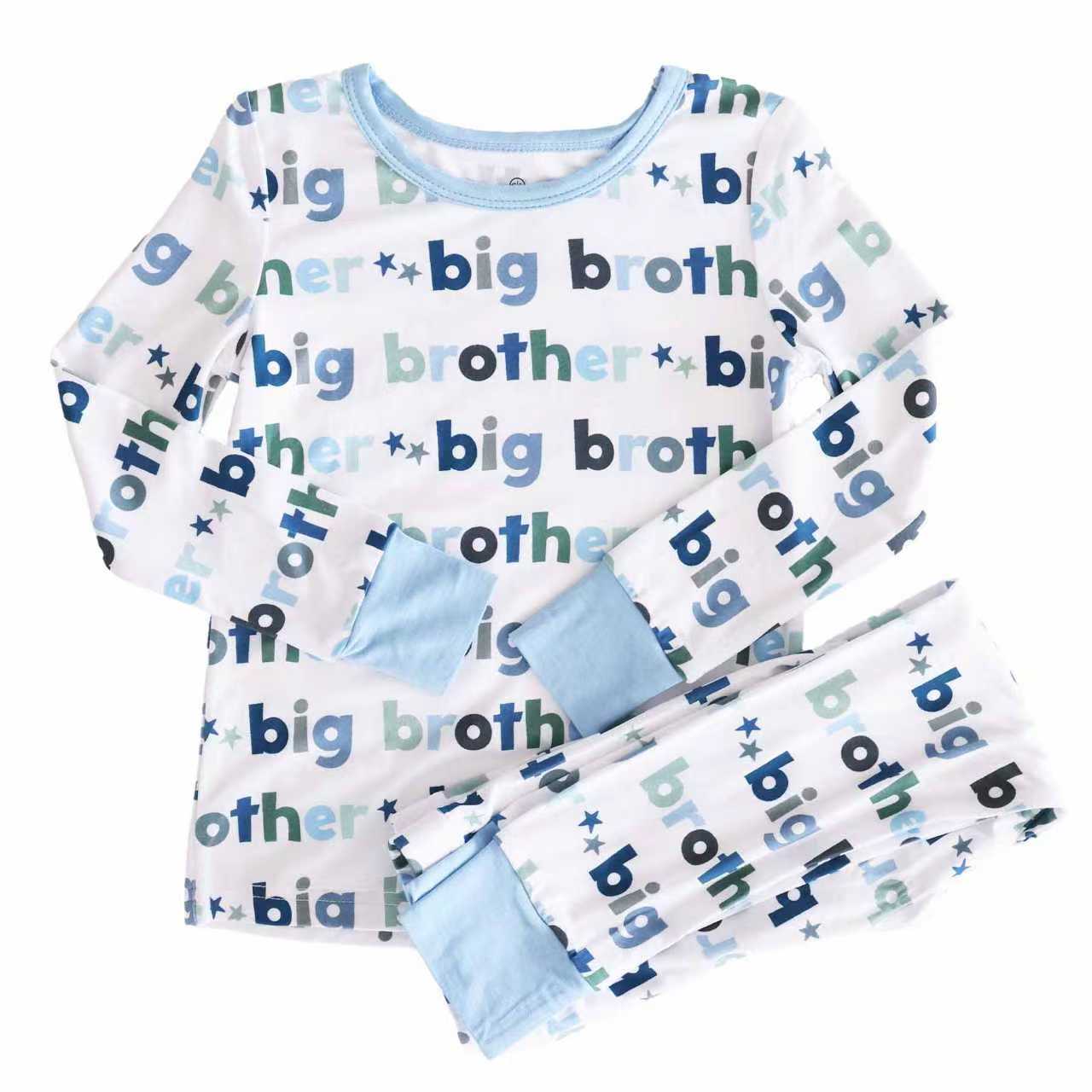 Preorder , 5 MOQ , Baby Boys Big Brother  Long Sleeve Pajama Set