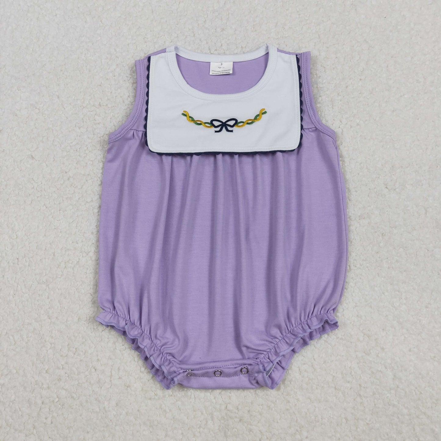 SR3235 Baby Girls Mard Grads Purple Bubble Romper