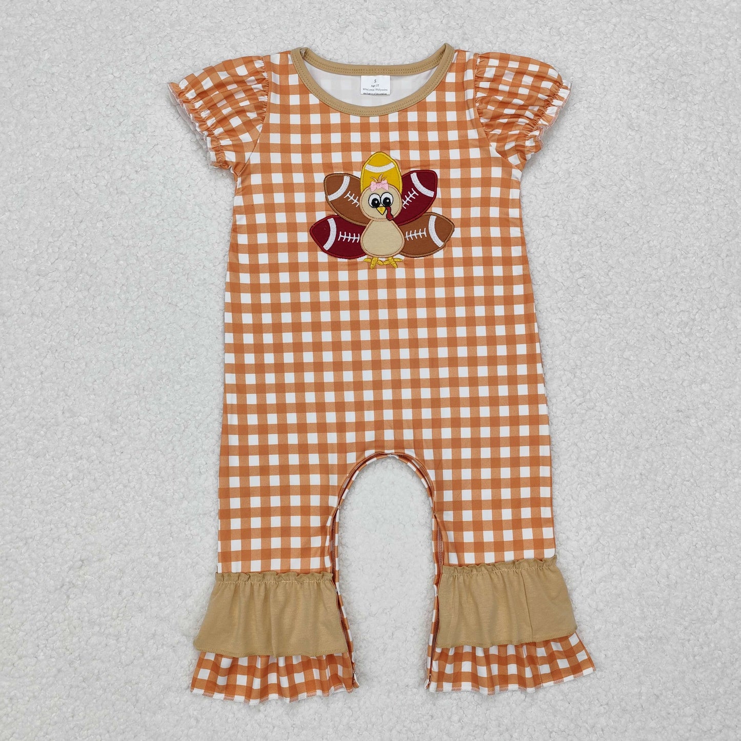 SR1886 Newborn Baby Girls Turkey Football Romper