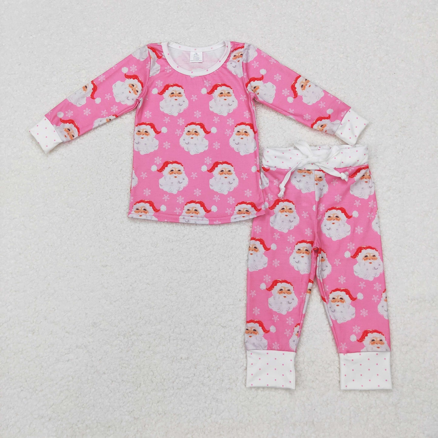 Baby Girls Christmas Santa Pink Bamboo Pajama Set