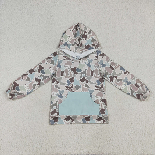 BT1268 Baby Boys Duck Hunting Camo Long Sleeve Hoodie Top