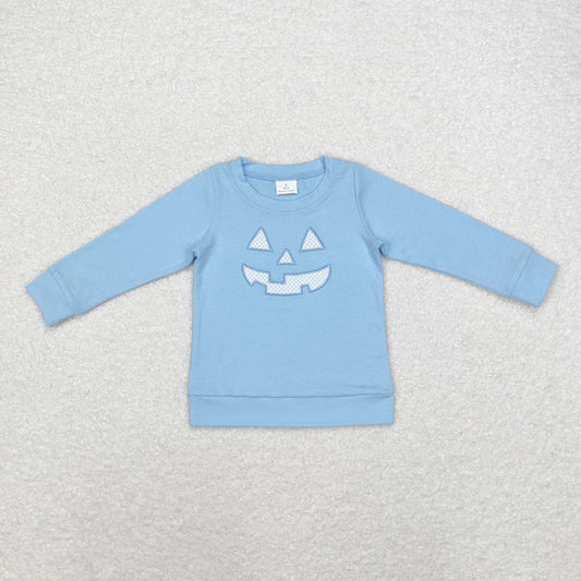 Baby Boys Halloween Pumpkin Blue Long Sleeve Top