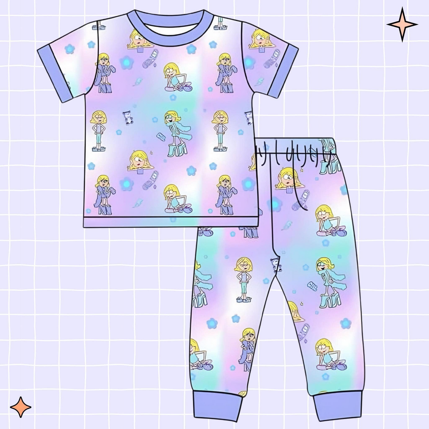 Cartoon  Baby Girls  Purple Pajama Set Pre-order 3 MOQ