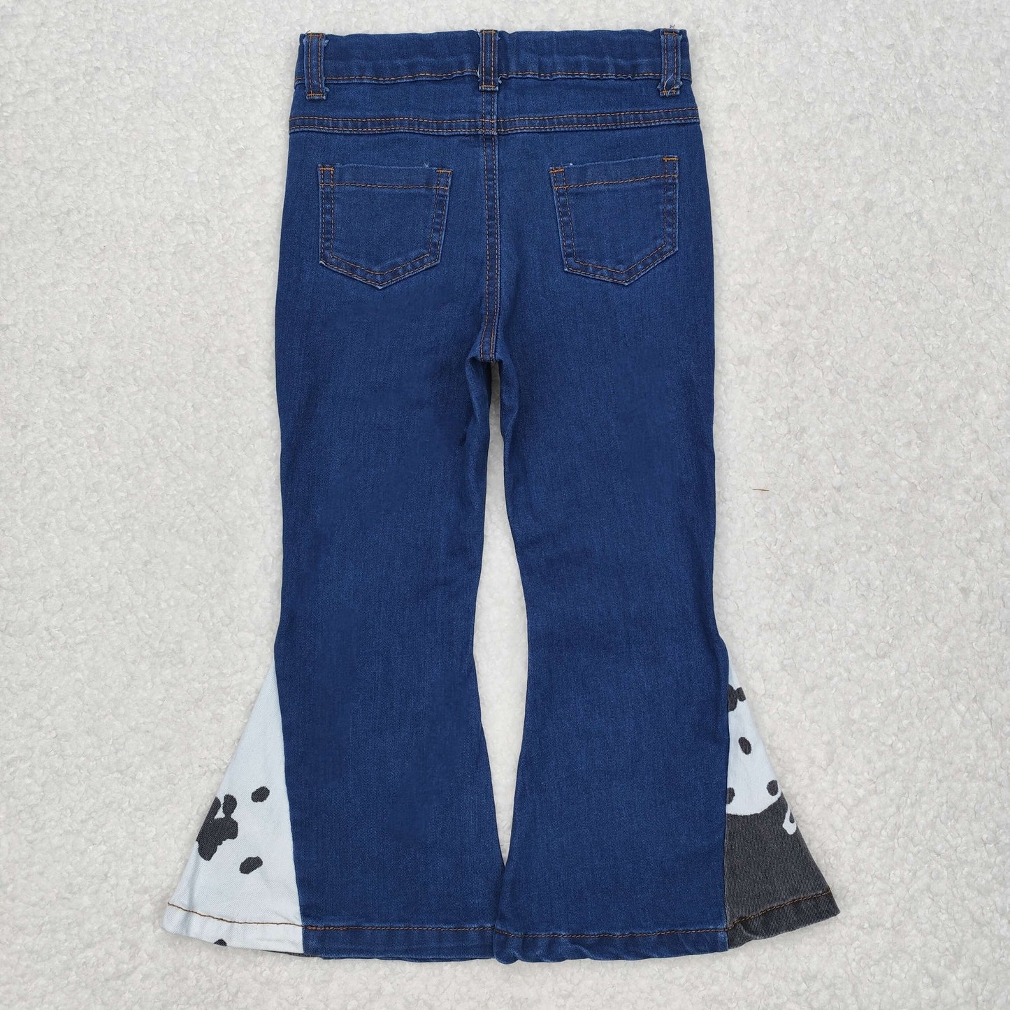 Black And White Ink Pattern Hot Blue Flame Denim Pants