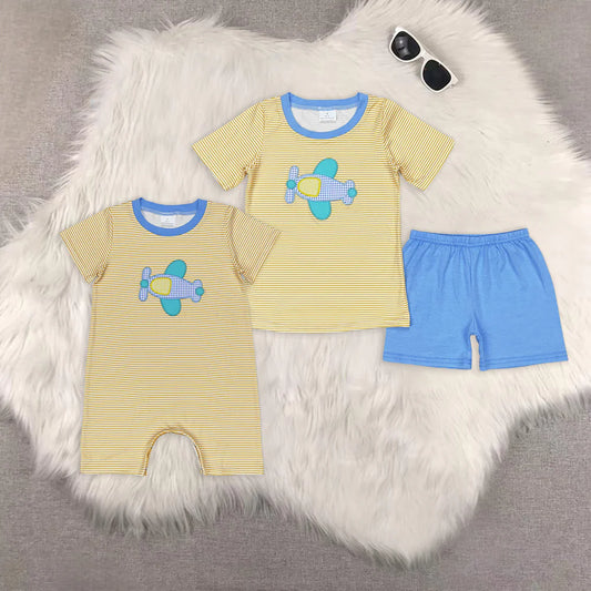 Baby Boys Sibling Brother Embroidery Aircraft Clothing