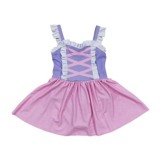 S0133 Baby Girls Purple Princess Swimsuit Summer Swimwear