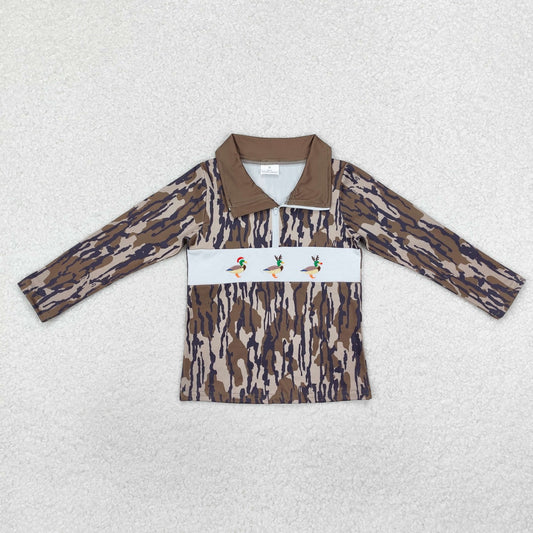 BT0901 Baby Boys Christmas Mallard Duck Camo Long Sleeve Pullover Top