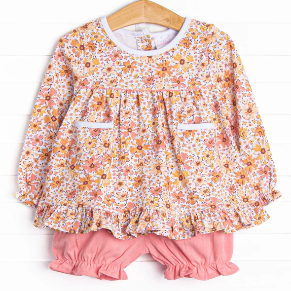 (5MOQ) Baby Girls Floral Tunic Top Pink Shorts Set Pre-order