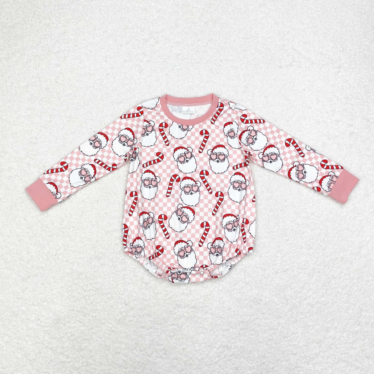 Newborn Baby Girls Christmas Santa Long Sleeve Bubble Romper