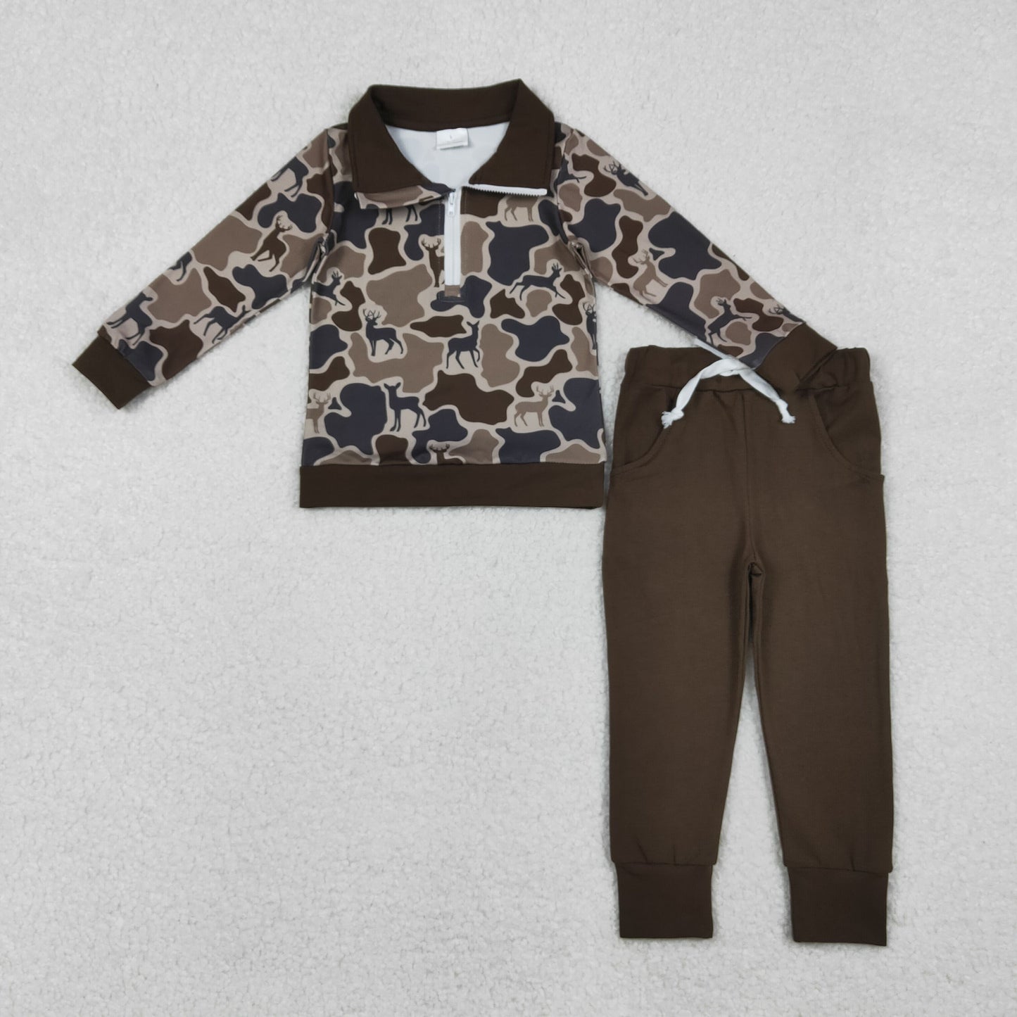 Kids Boys Hutning Camo Pullover  Top With Jogger Outfit
