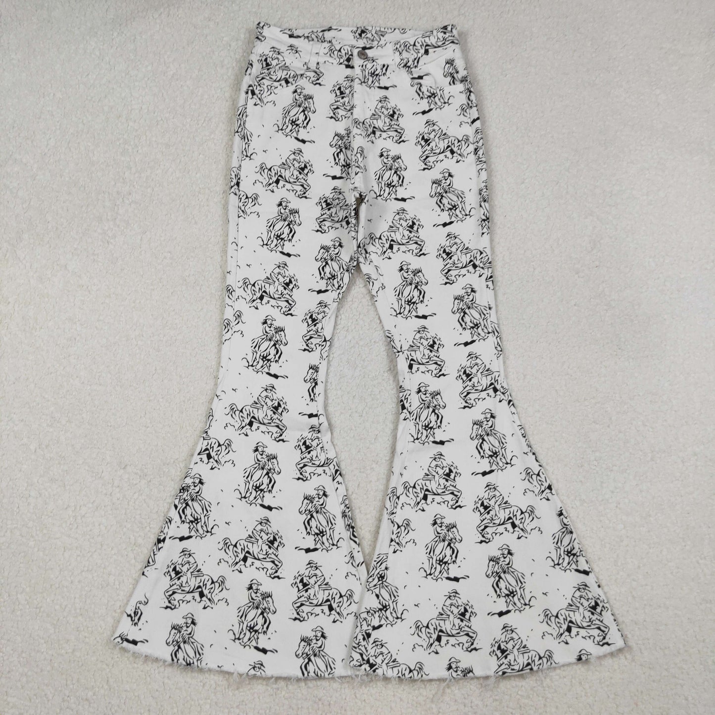 Adult Women Western Rodeo Bell Bottom Denim Pants