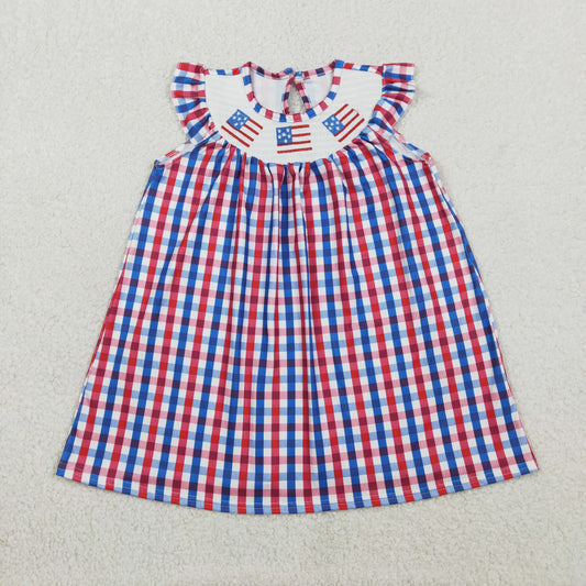 GSD3506 Baby Girls July 4th Flage Smocked Dress