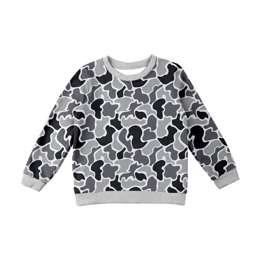 Baby Boys Gray Camo Print Long Sleeve Cotton Top