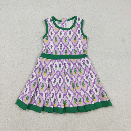 GSD2868 Kids Girls Mardi Gras Crayfish Sleevelss Active Dress