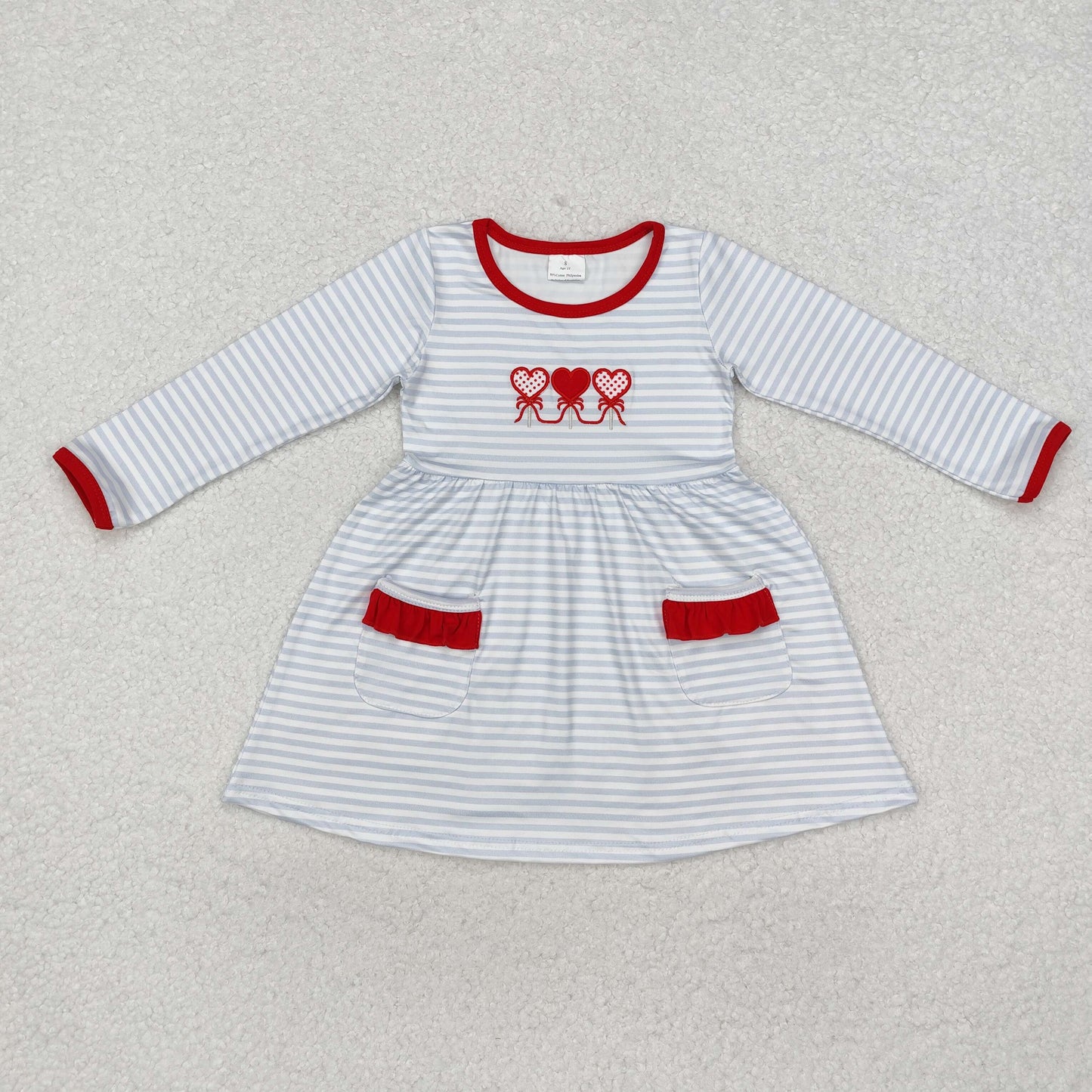 GLD0884 Toddler Baby Girls Valentine's Day Candy Long Sleeve Dress