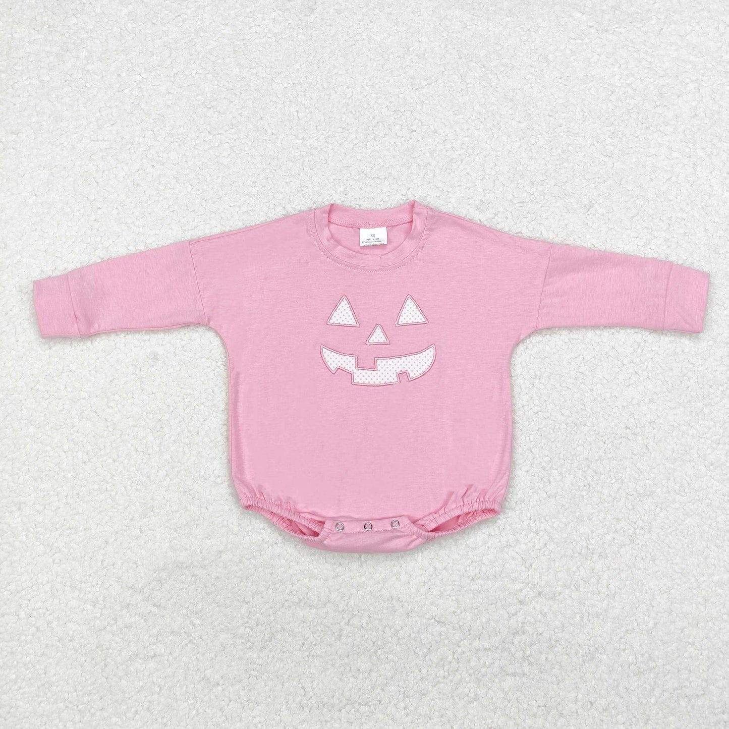 Newborn Baby Girls Pink Halloween Pumpkinb Long Sleeve Romper