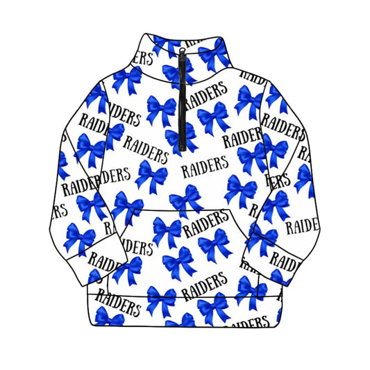 Preorder 5 MOQ Adult  Women Raiders Team Bow Zip Pullover Top