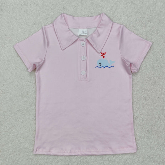 Baby Boys Whale Pink Short Sleeve Polo Shirt Top